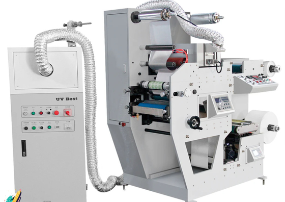Máquina de impresión Flexo de etiquetas adhesivas de papel en rollo de 1 color, uso de secador IR y solvente de tinta