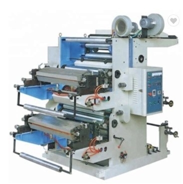 Máquina de impresión flexográfica de 2 colores para película plástica, papel, papel de aluminio, tela no tejida y rollos de papel