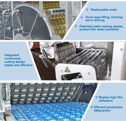 Detergente soluble en agua del lavado de la película de la empaquetadora PVA de la cápsula automática de la bolsa